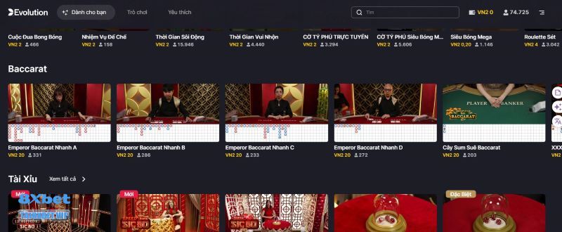 Baccarat tại casino của 8xbet rất hấp dẫn 