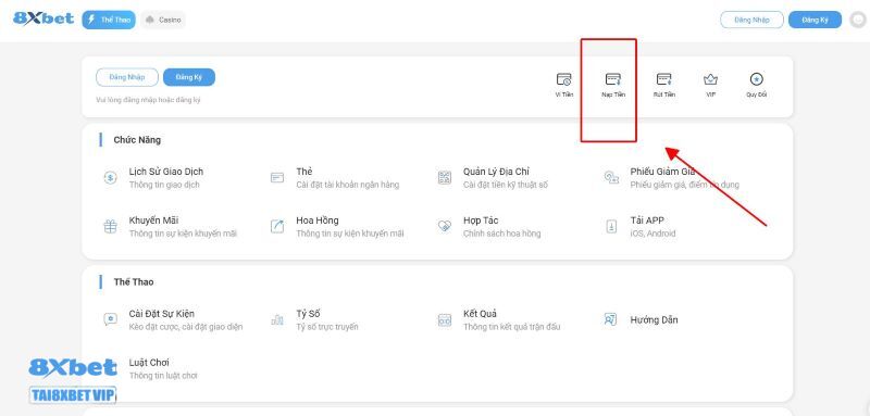 Hướng dẫn cách nạp tiền vào 8xbet đơn giản 