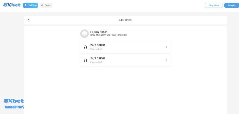 Liên hệ đội ngũ chăm sóc 8xbet để hỗ trợ 